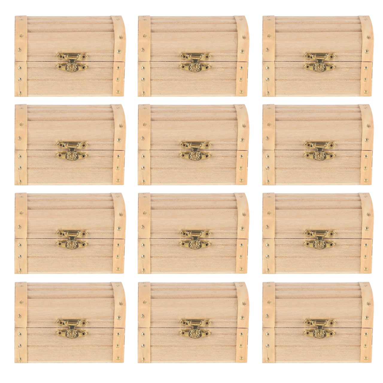 12 Pack: 3.5" Wood Treasure Chest by Make Market®
